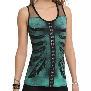 Hot Topic Teenage Runaway Feather Rib Cage Top